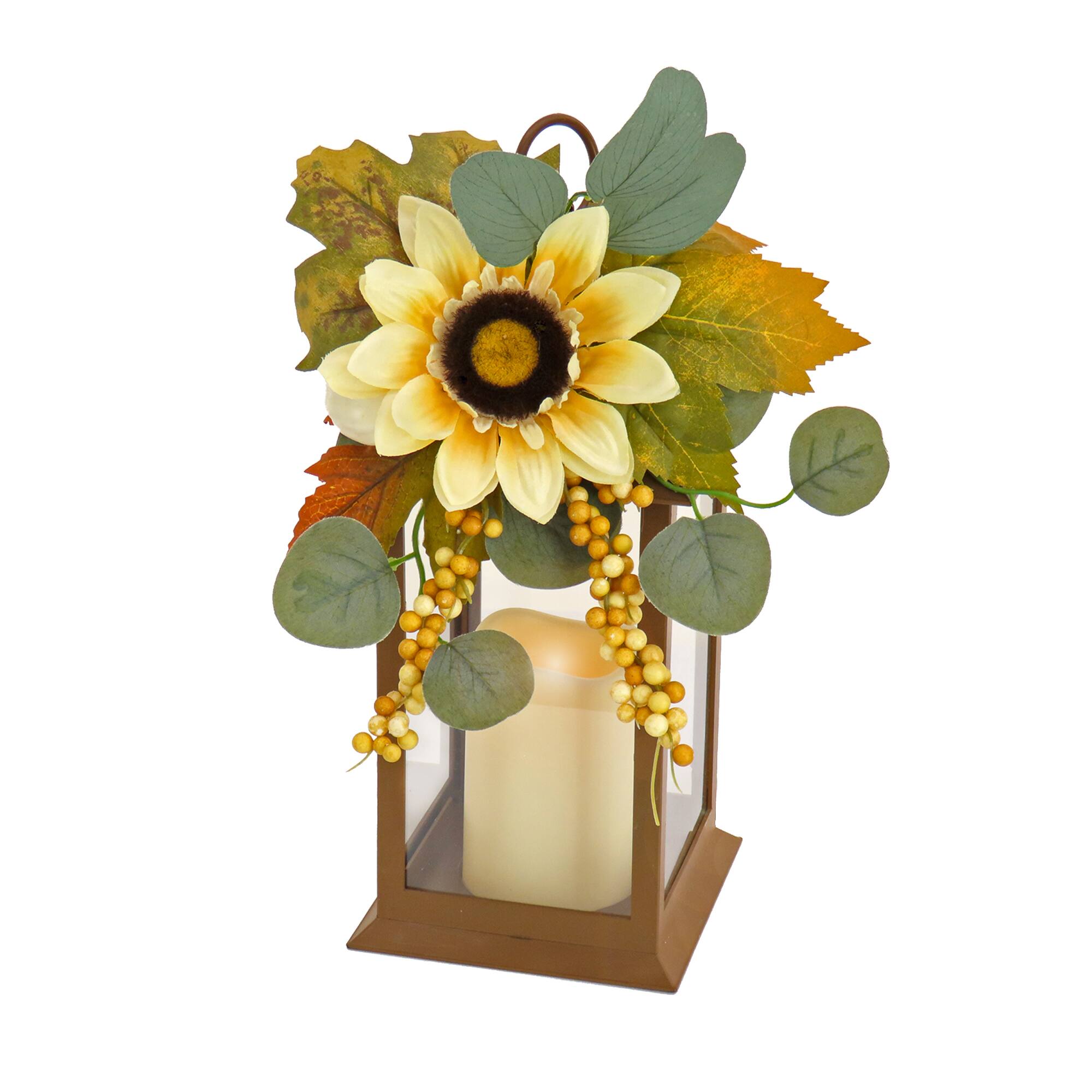 13" Harvest Lantern Decoration with 1 LED Candle